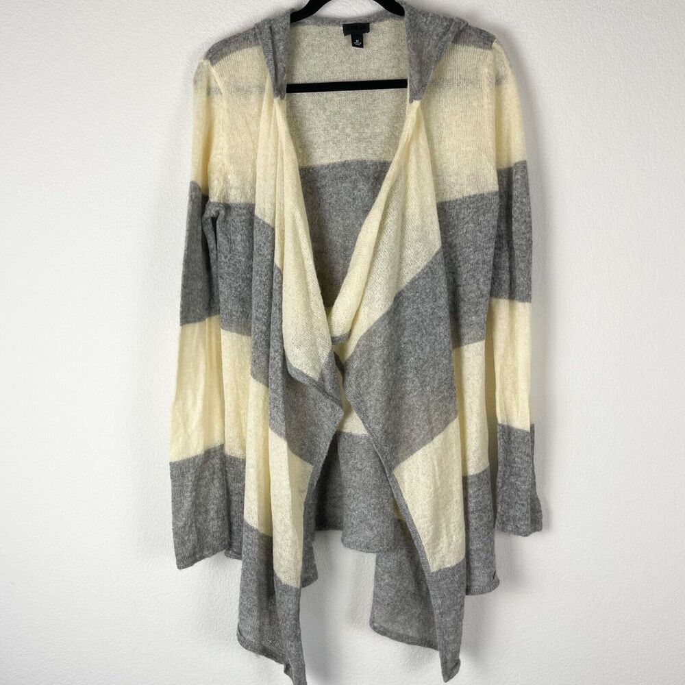 Anna Sui Target Hooded Cardigan Womens Medium Mohair Blend Stripe Waterfall